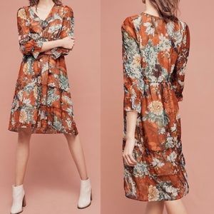 Anthro burnt orange dress